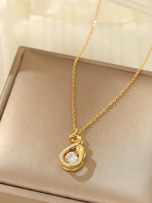 NS1091 [Snake Gold] 925 Sterling Silver Cubic Zirconia Zodiac Trend Necklace